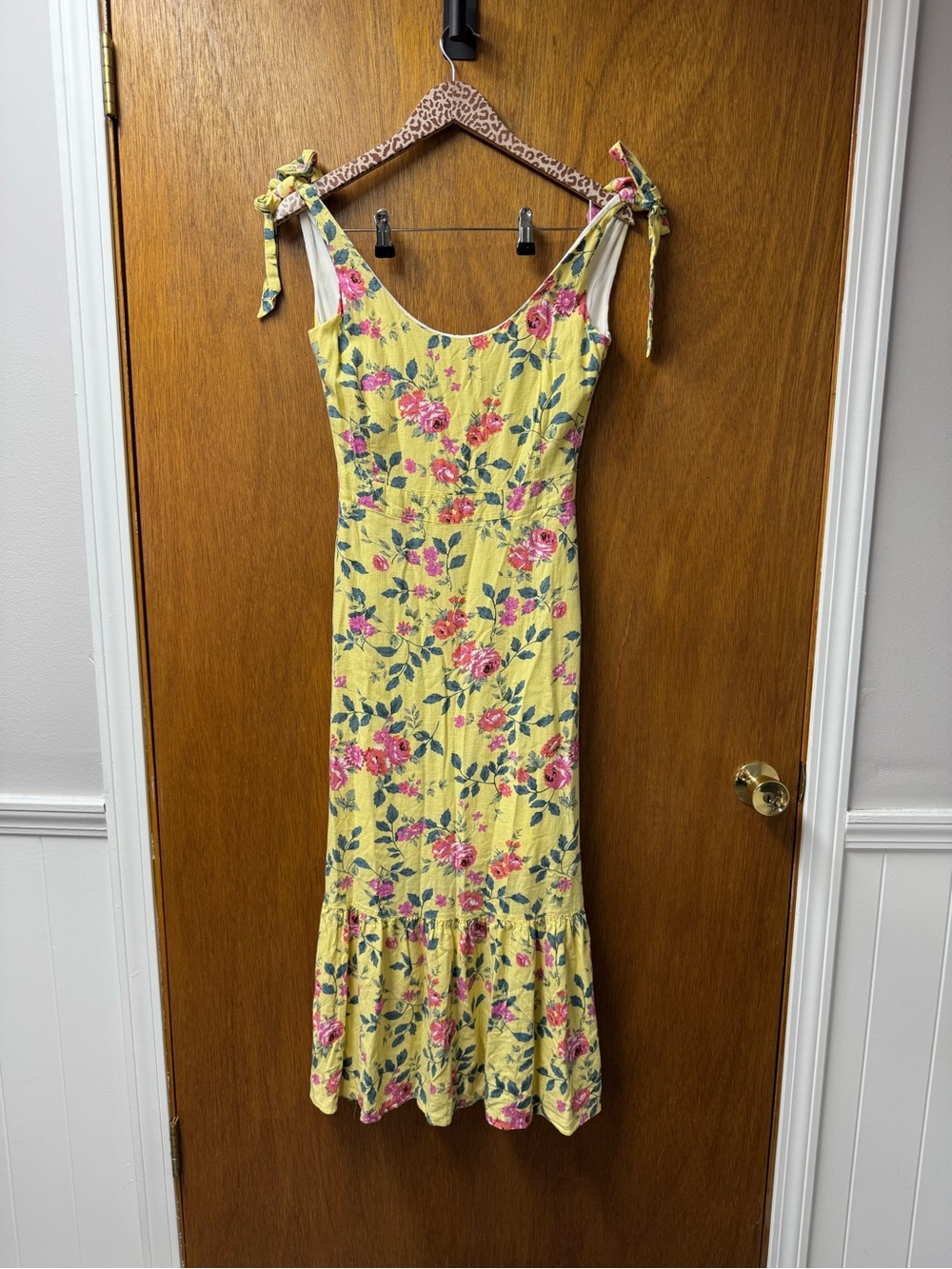 Kiel James Patrick Flower Garden Sleeveless Midi Dress Linen Blend Yellow 0 - Picture 13 of 13